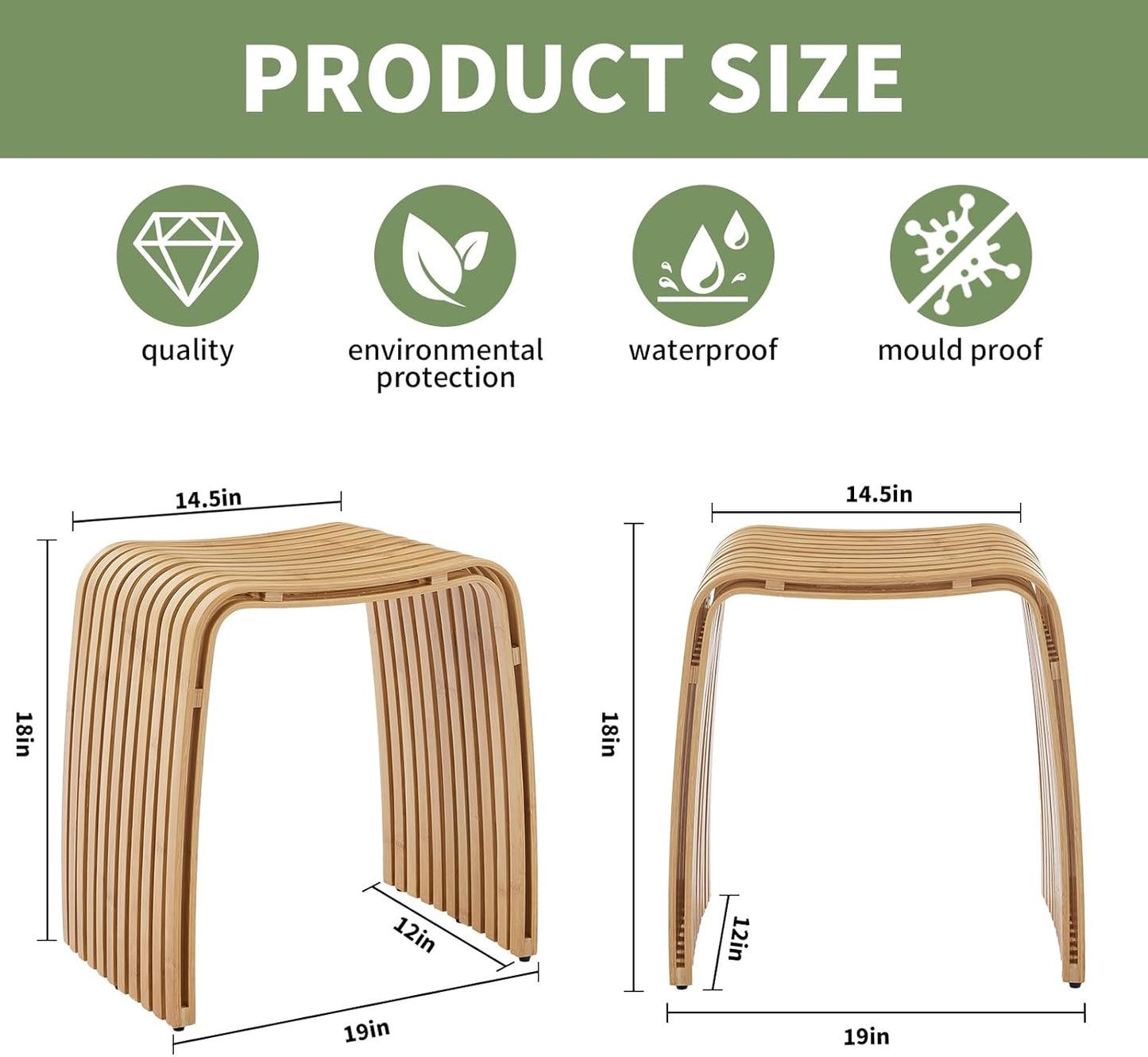 CurvaBamboo Shower Seat