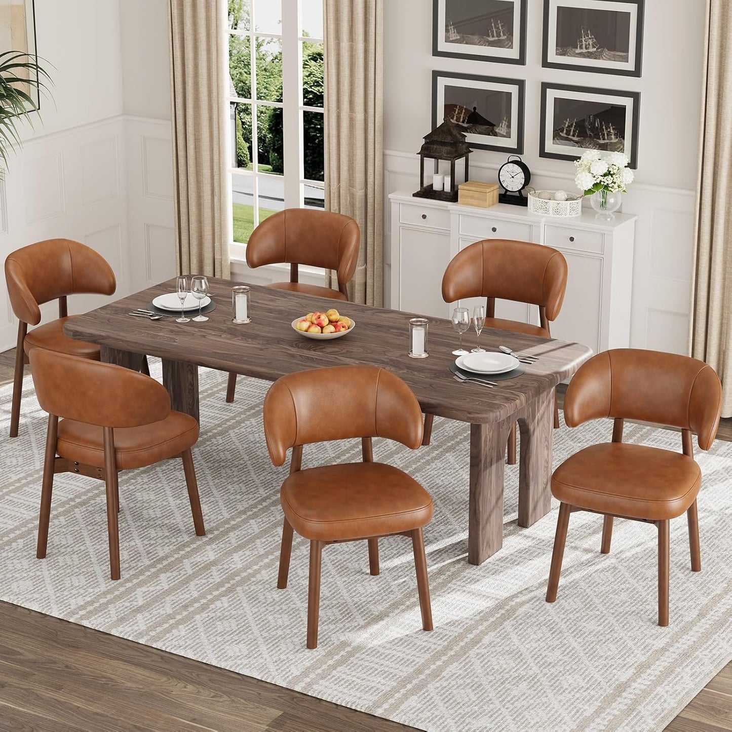 Camden Mid-Century Modern Leather Dining Chair Set