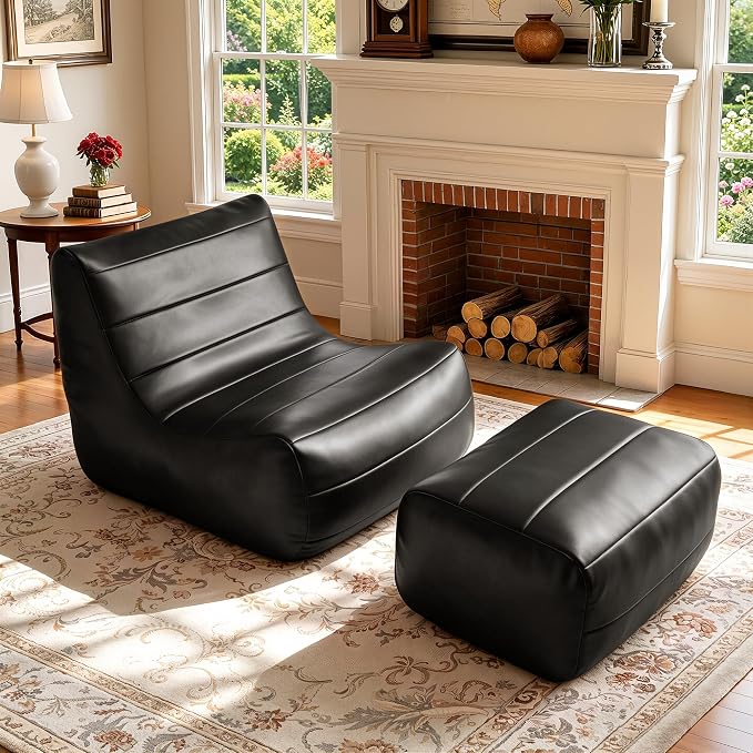 Oversized Faux Leather Lounge Chair