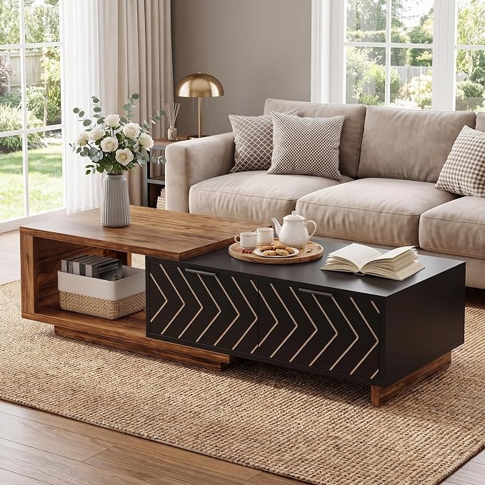 Expandable Storage Coffee Table with Sliding Top