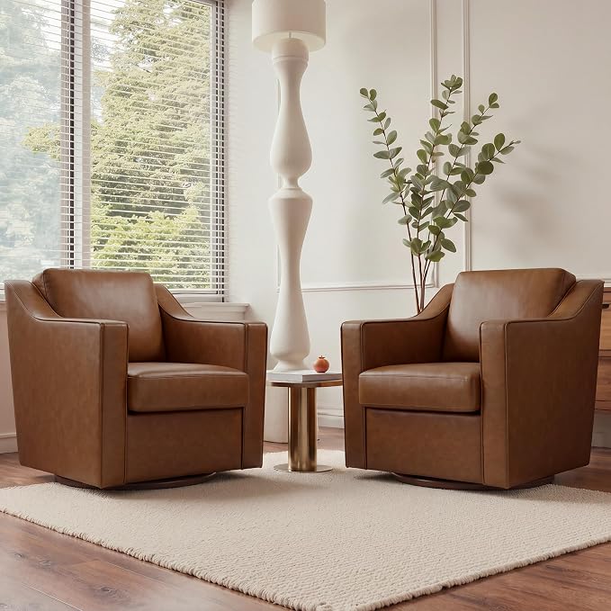 Fairmont™ Genuine Leather Swivel Barrel Chair