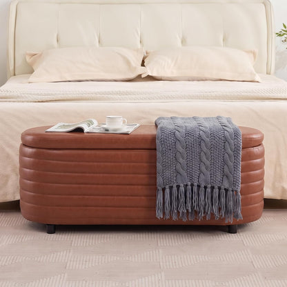 Modern Leather Storage Ottoman Bench