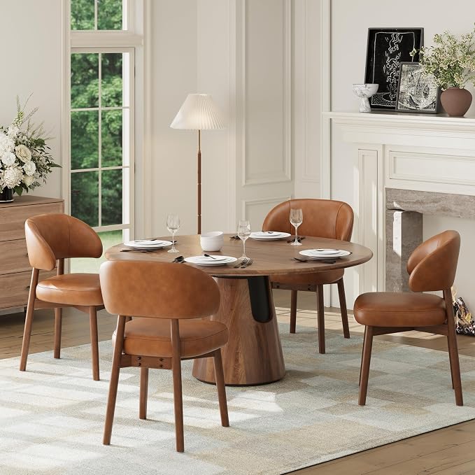 Camden Mid-Century Modern Leather Dining Chair Set