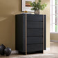 Modern Architectural Wood Dresser with Gold-Capped Feet