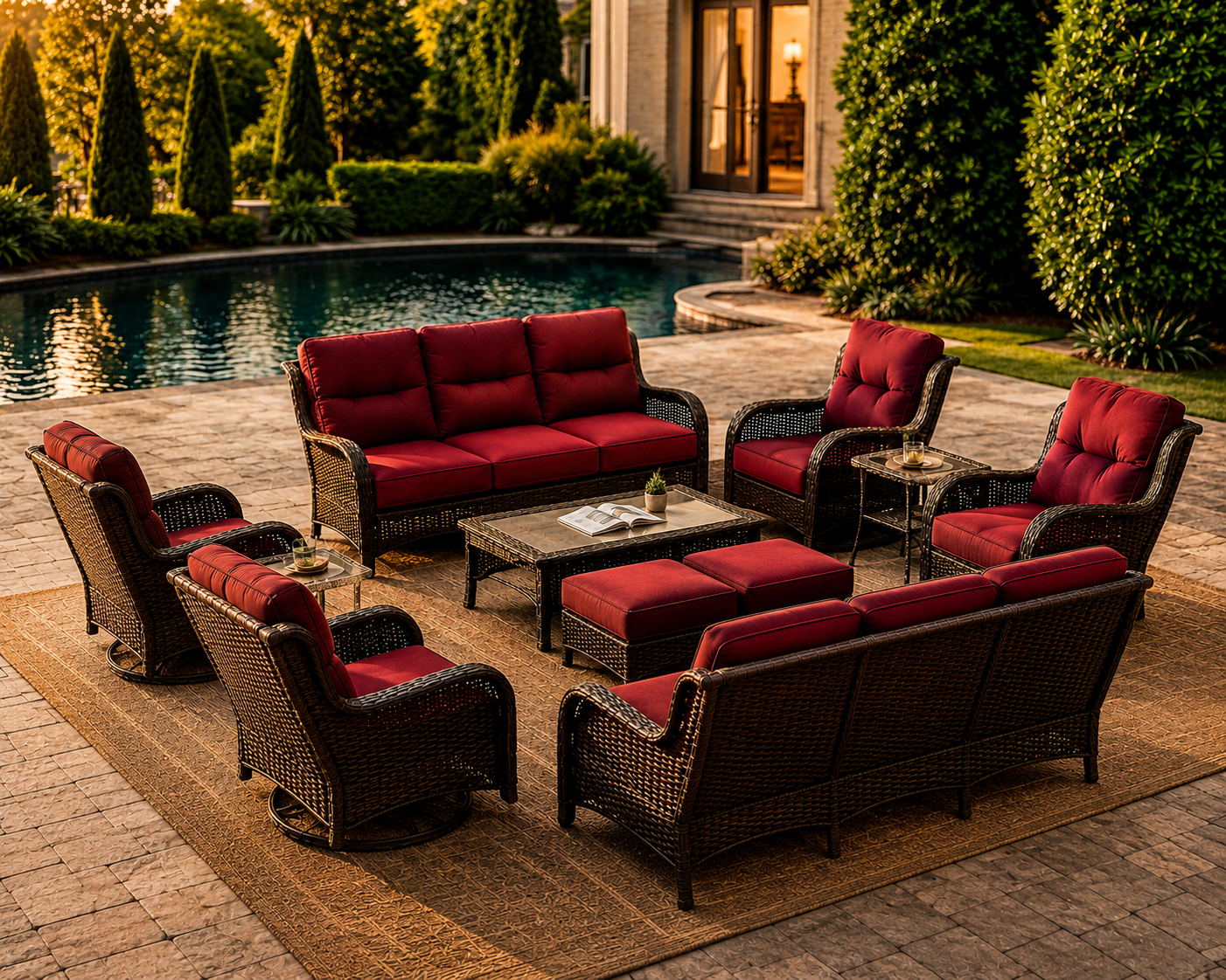 Crimson Haven Patio Conversation Set