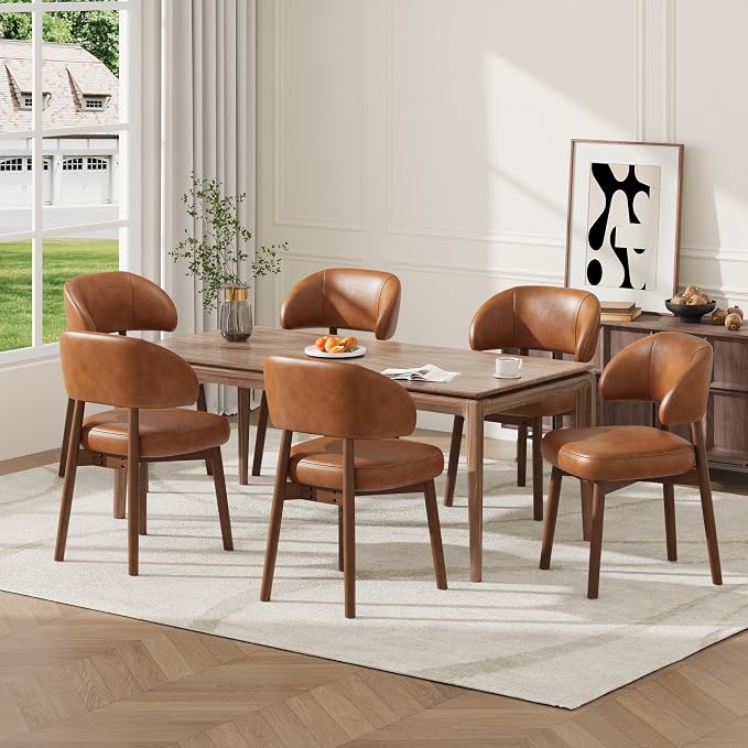 Camden Mid-Century Modern Leather Dining Chair Set