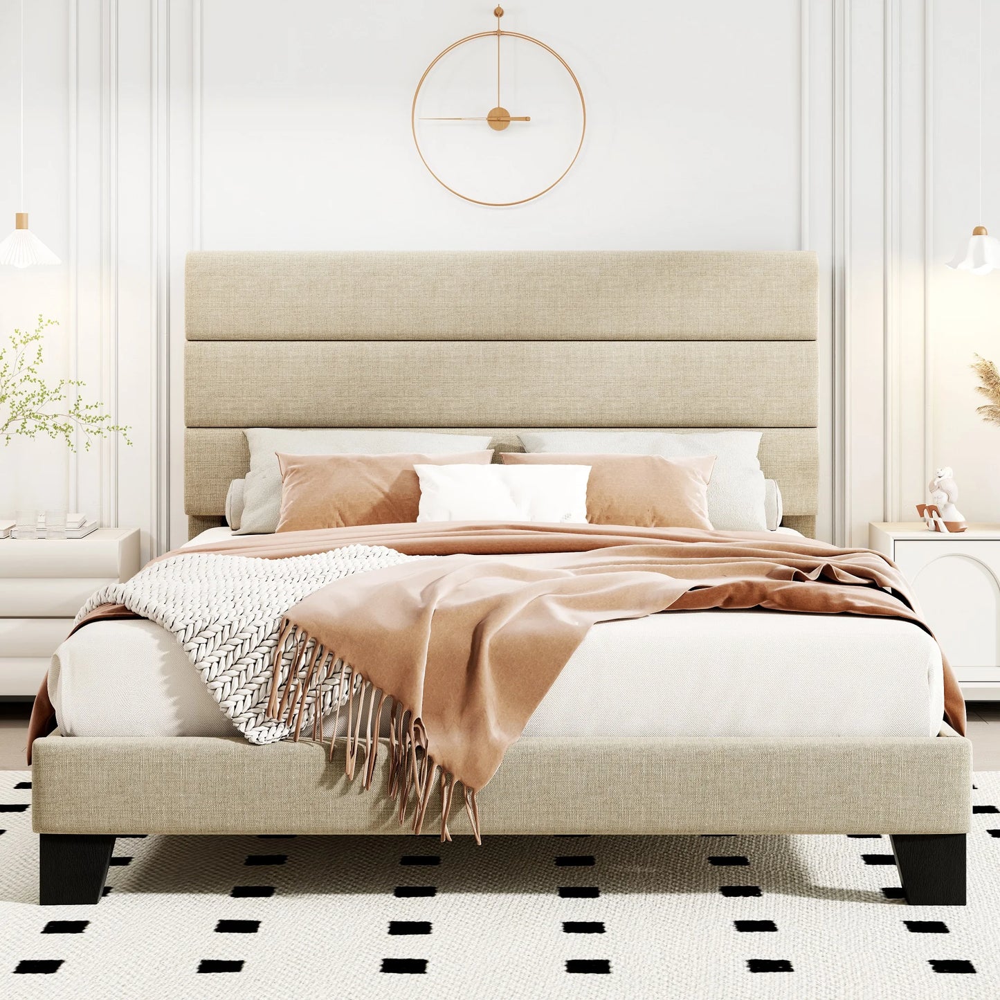 Contemporary Fabric Platform Bed