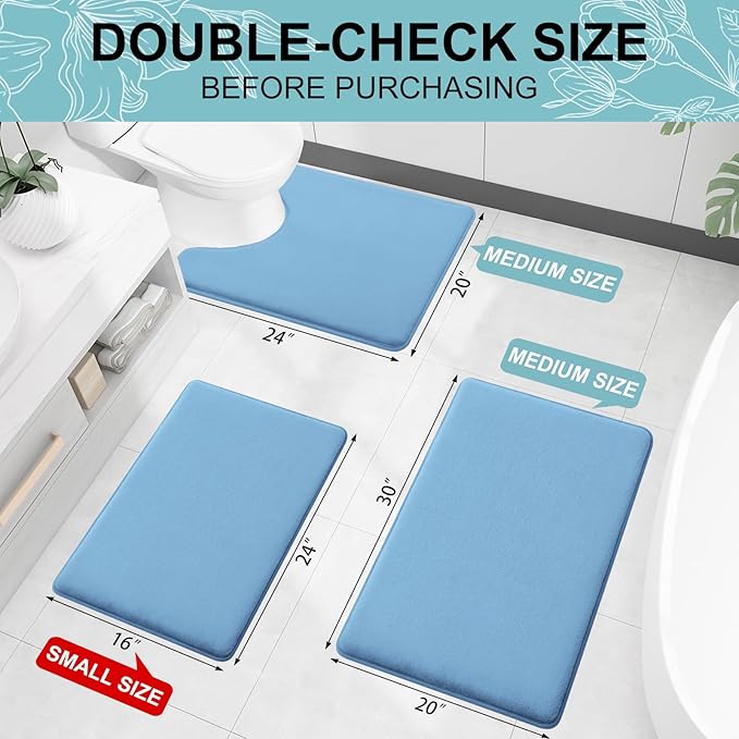 Premium Thick Microfiber Non-Slip Bath Mat, 4 Piece Set