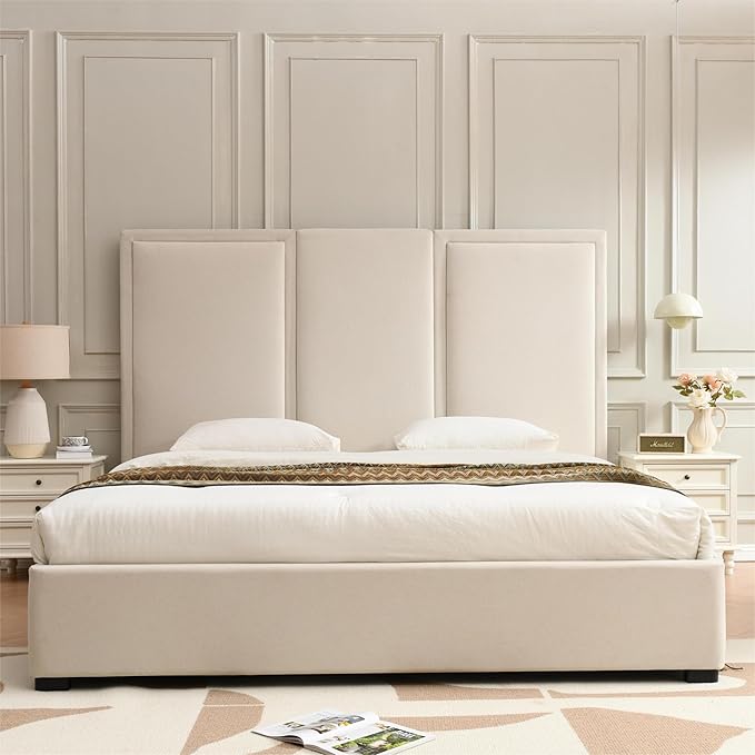 Modern Simplicity Linen Bed with Storage
