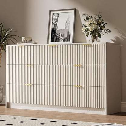 Minimalist Wood Dresser with Fluted Drawers