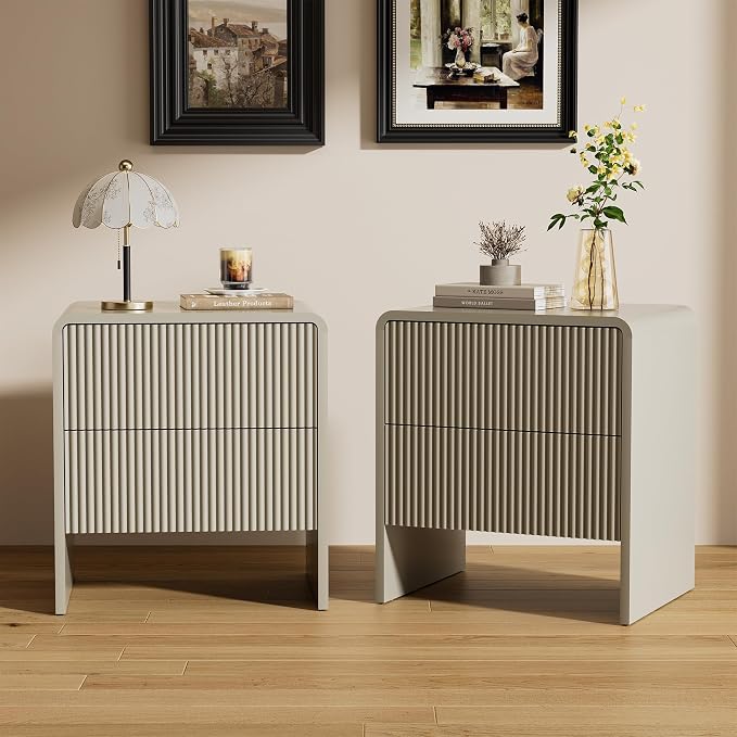 Minimalist Fluted Nightstand Set