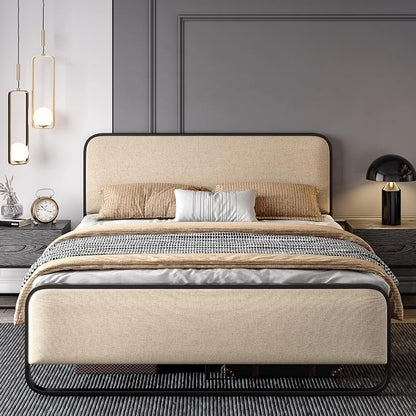 Modern Curved Upholstered Platform Bed
