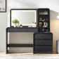 Modern Curved Wood Vanity with Charging Station