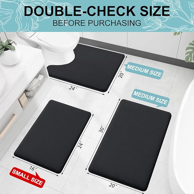 Premium Thick Microfiber Non-Slip Bath Mat, 4 Piece Set