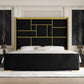 Modern Upholstered Bed with Gold Accents