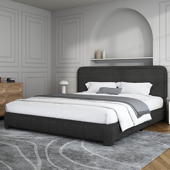 Modern Cloud Curve Bouclé Bed