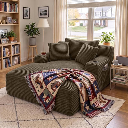 Modern Oversized Corduroy Cloud Chaise Lounge