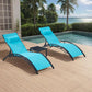 Oversized Lightweight Chaise Lounge Set with 2 Side Tables