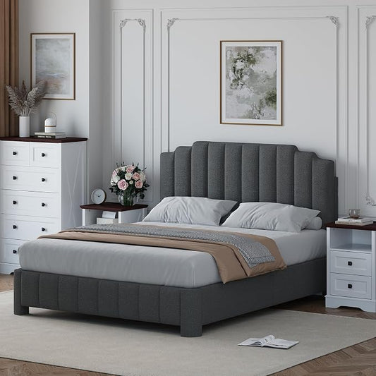 Cloud Bouclé Upholstered Platform Bed