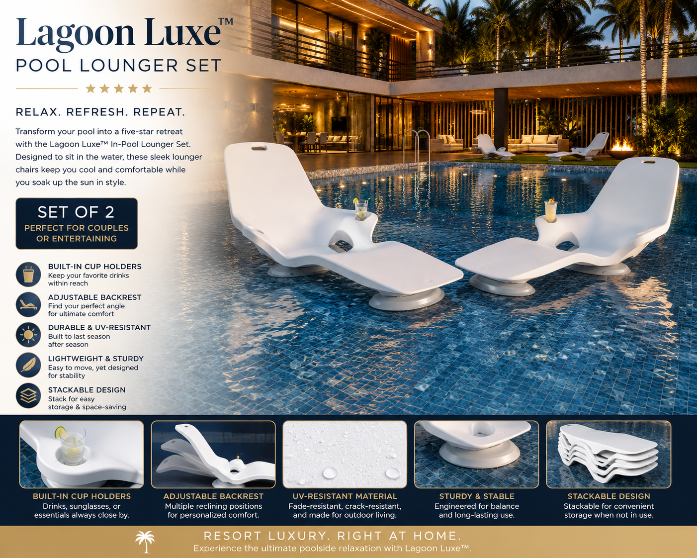 Lagoon Luxe™ Pool Lounger Set