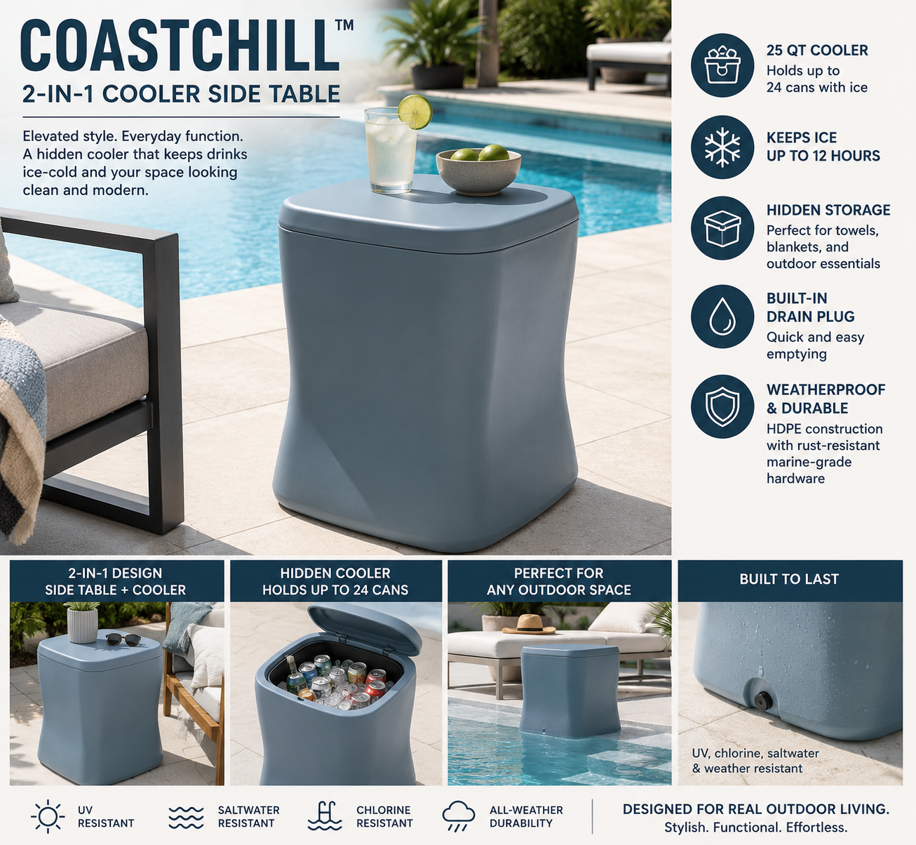 CoastChill™ 2-in-1 Cooler Side Table