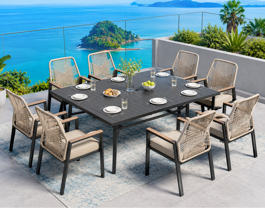 Coastal Breeze Rope Weave Patio Dining Set