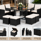 Monaco 9-Piece Space-Saving Wicker Patio Dining Set