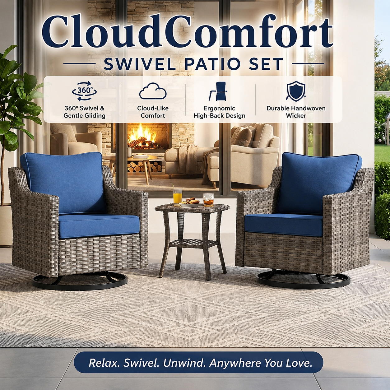 CloudComfort Swivel Patio Set