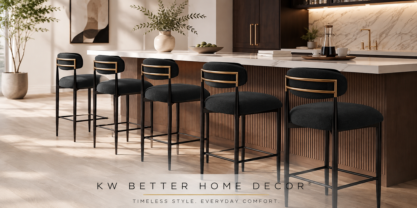 Modern Bouclé Counter Stool Set