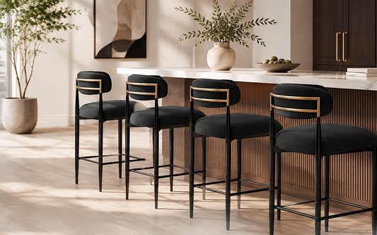 Modern Bouclé Counter Stool Set