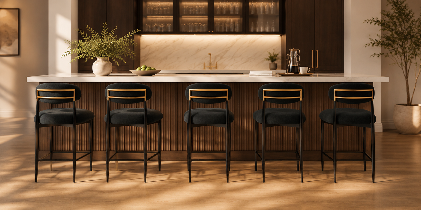 Modern Bouclé Counter Stool Set