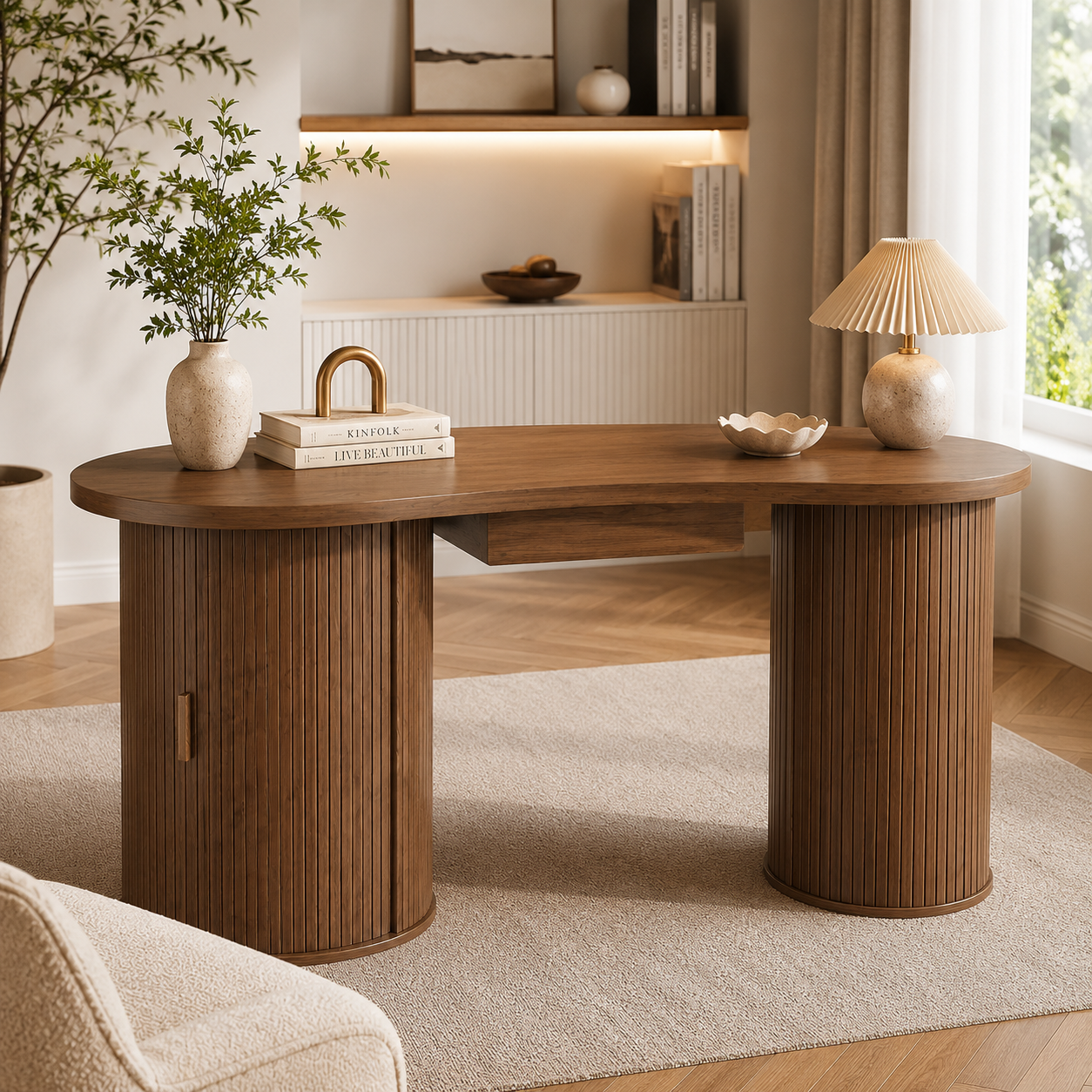Aurelia Curve Desk with Storage