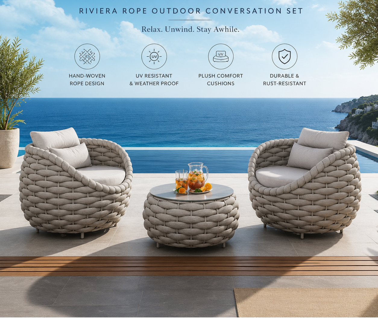 Riviera Rope Outdoor Conversation Set