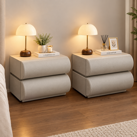 CloudCurve Faux Leather Nightstand Set
