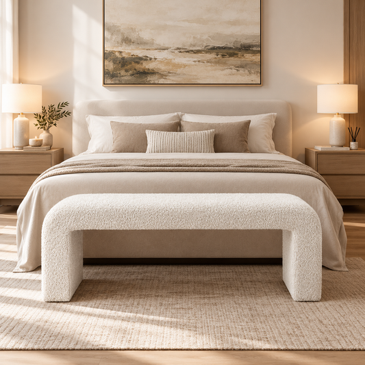 Modern Bouclé Upholstered Bench