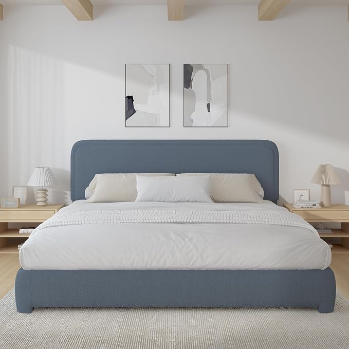 Modern Cloud Curve Bouclé Bed