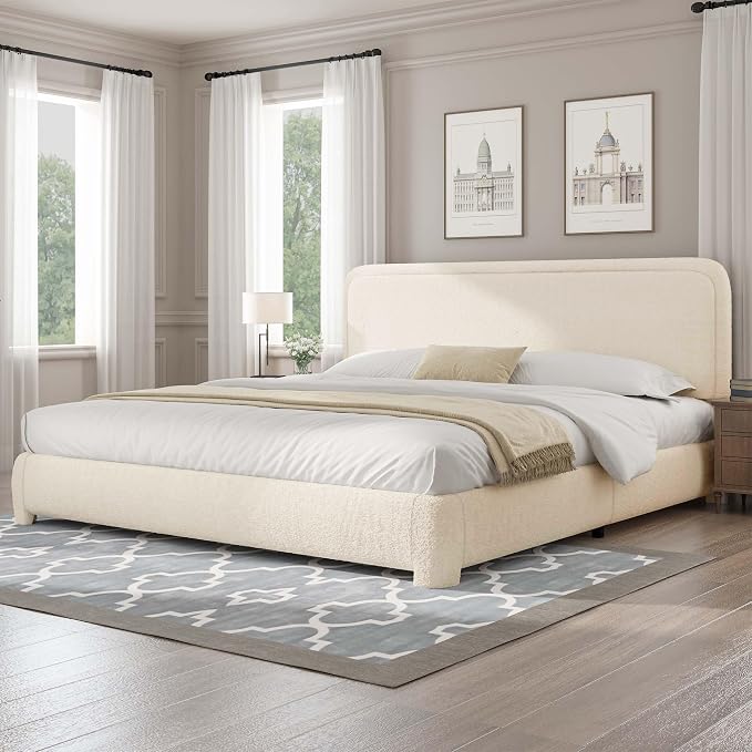 Modern Cloud Curve Bouclé Bed