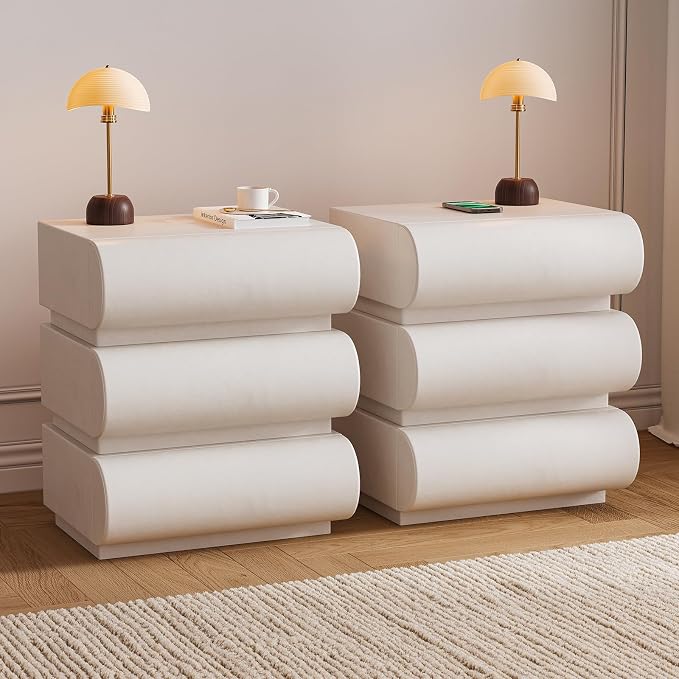 CloudCurve Faux Leather Nightstand Set