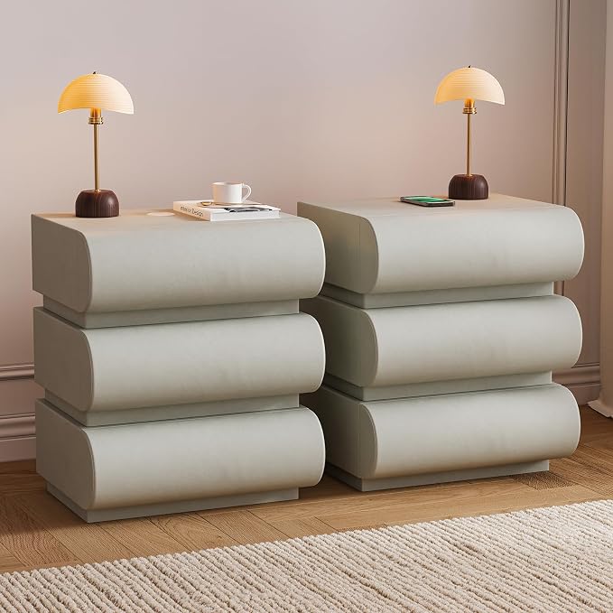 CloudCurve Faux Leather Nightstand Set