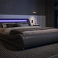 Modern LED Storage Bed Frame with Adjustable Headboard