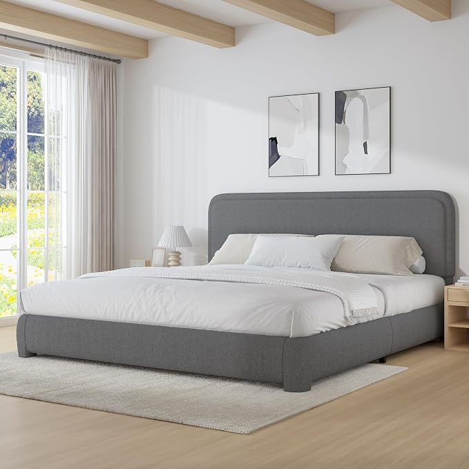 Modern Cloud Curve Bouclé Bed