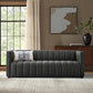 Luxe Channel Tufted Genuine Leather Sofa
