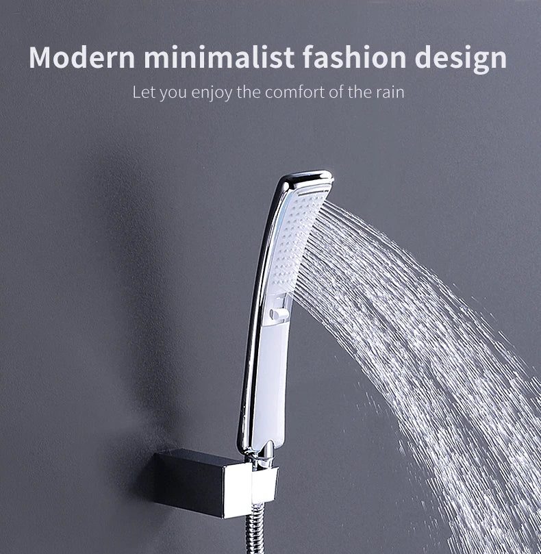 Modern Sleek High-Pressure Shower Head Set