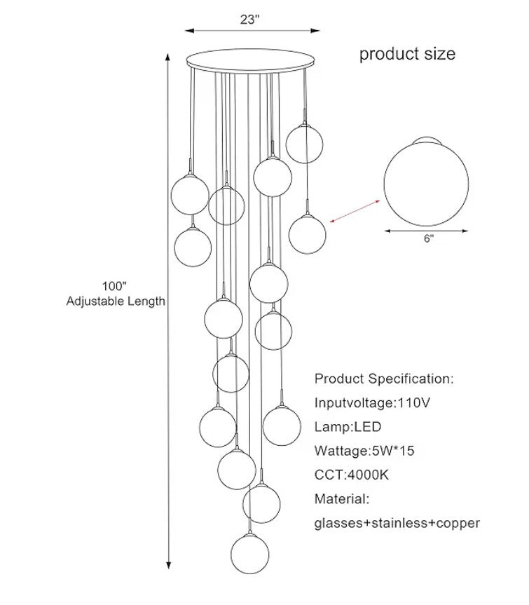 Nordic Glass Bubble Ball Chandelier