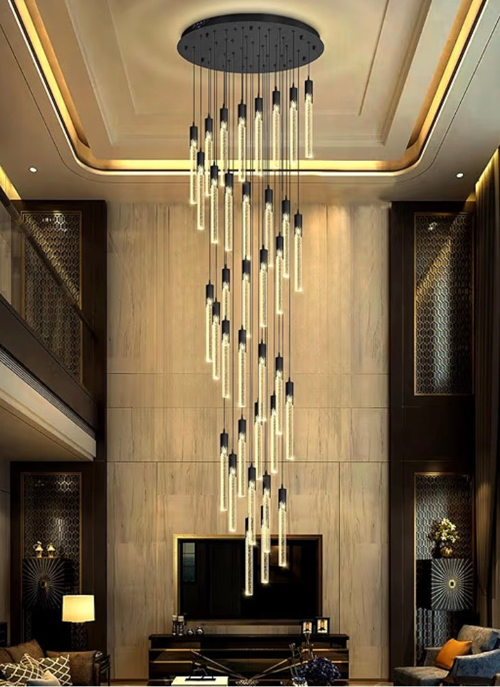 Sparkling Bubble Crystal Spiral Chandelier