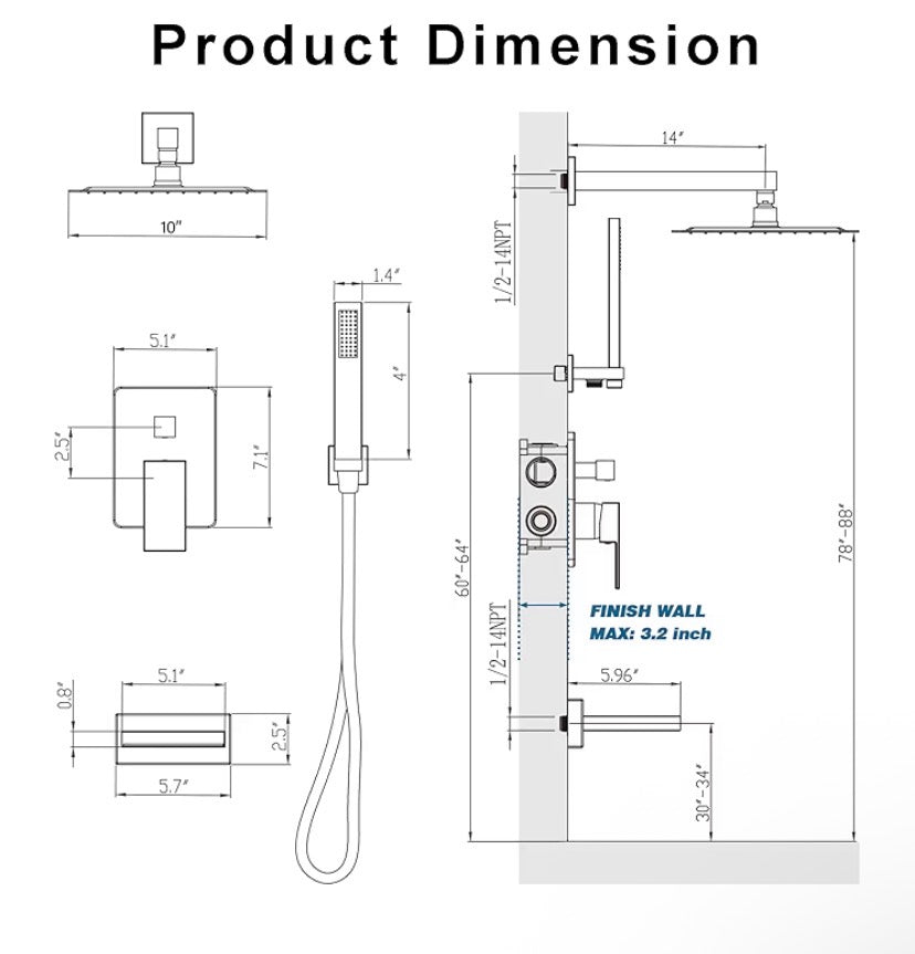 Premium Gold Shower System