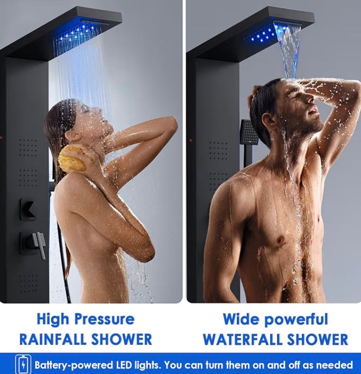 Shower Panel Tower System with LED Lights