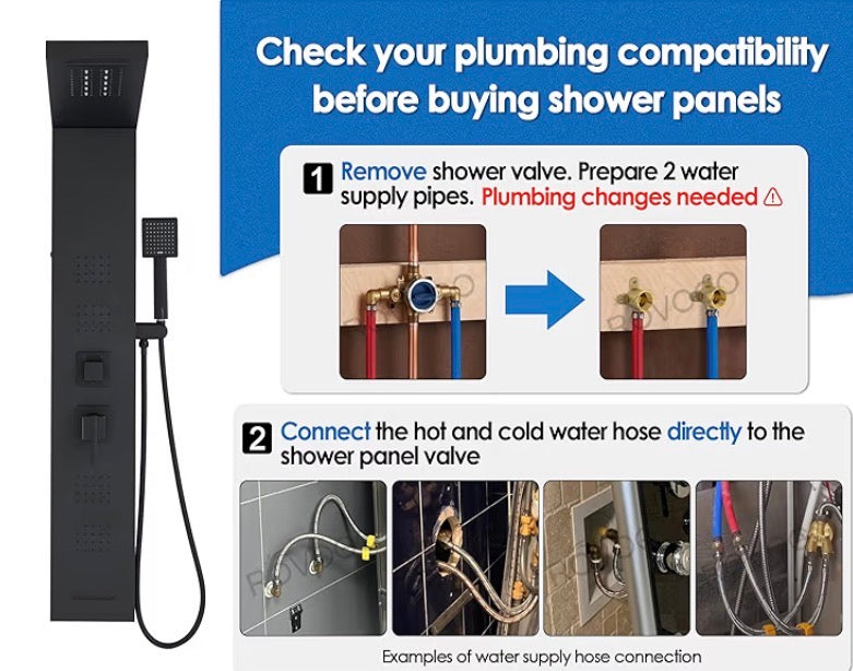 Shower Panel Tower System with LED Lights