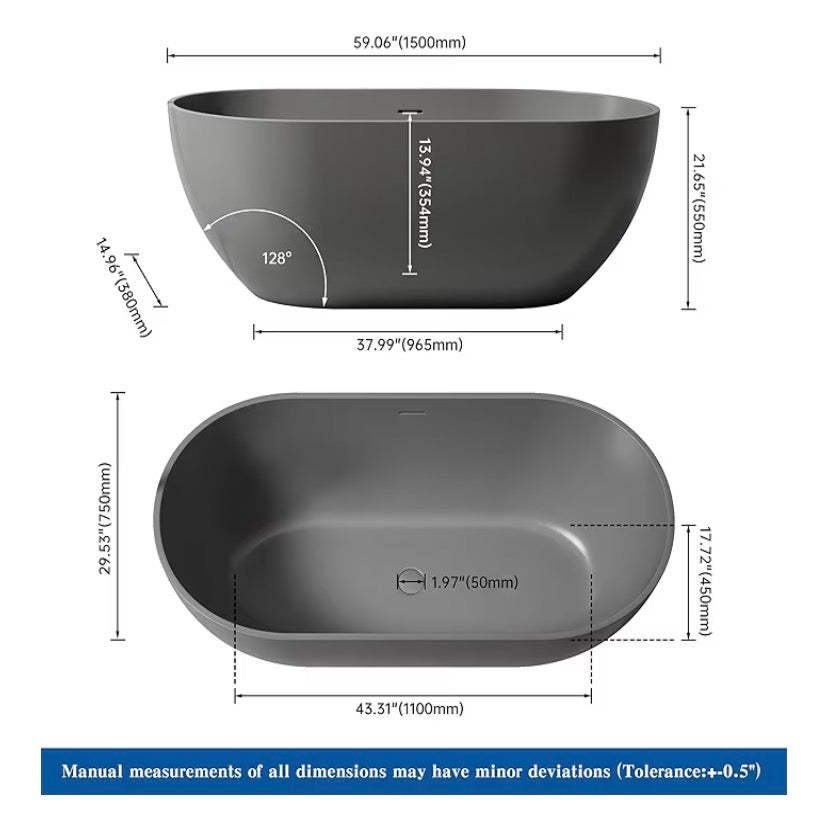 Modern Stone Resin Freestanding Tub