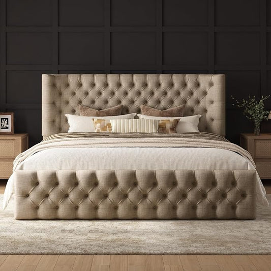 Luxe Diamond Tufted Wingback Bed
